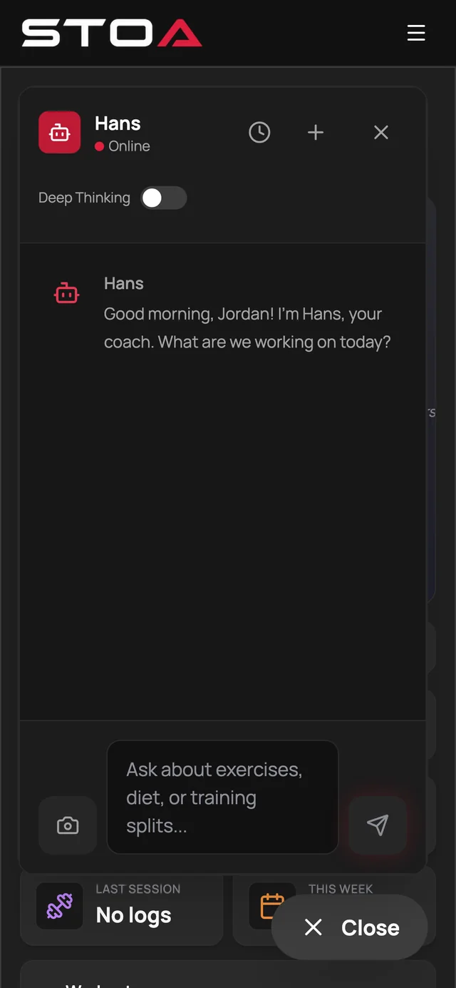 Hans, the Stoa Coach, in the member app