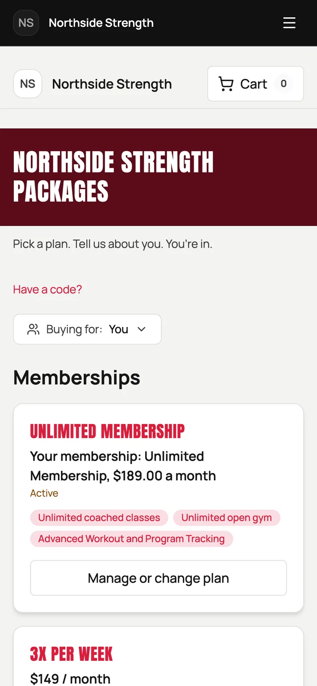 Buying a membership from the gym store in the member app